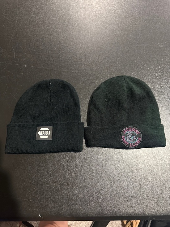 Accessories - INAPAL Black Beanie + Black Embroidered Patch Beanie Duo